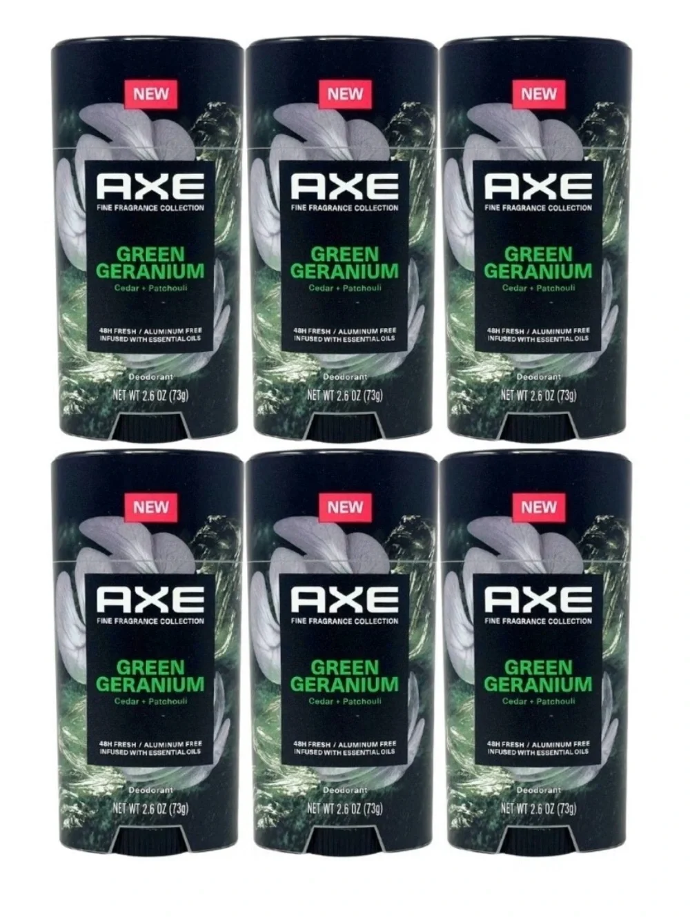 6X AXE Fine Fragrance Collection Aluminum-Free Deodorant Green Geranium